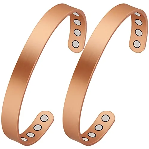 custom engraved chain bracelet-2 Pcs Copper Magnetic Cuff Bracelet