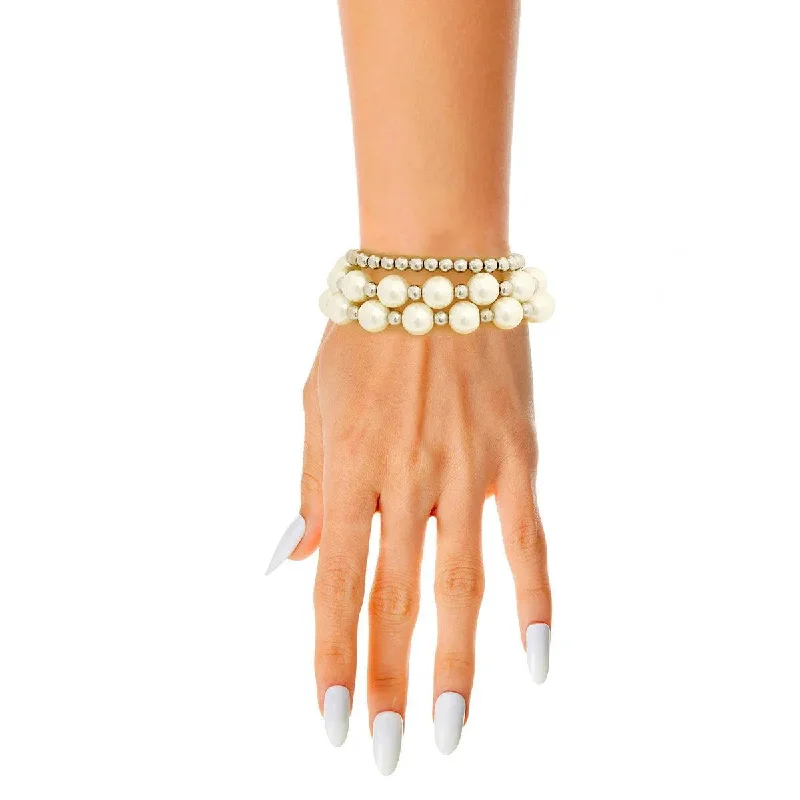 stylish gemstone chain bracelet-Affordable Pearl & Ball Bead Bracelet Set - Shop Now!