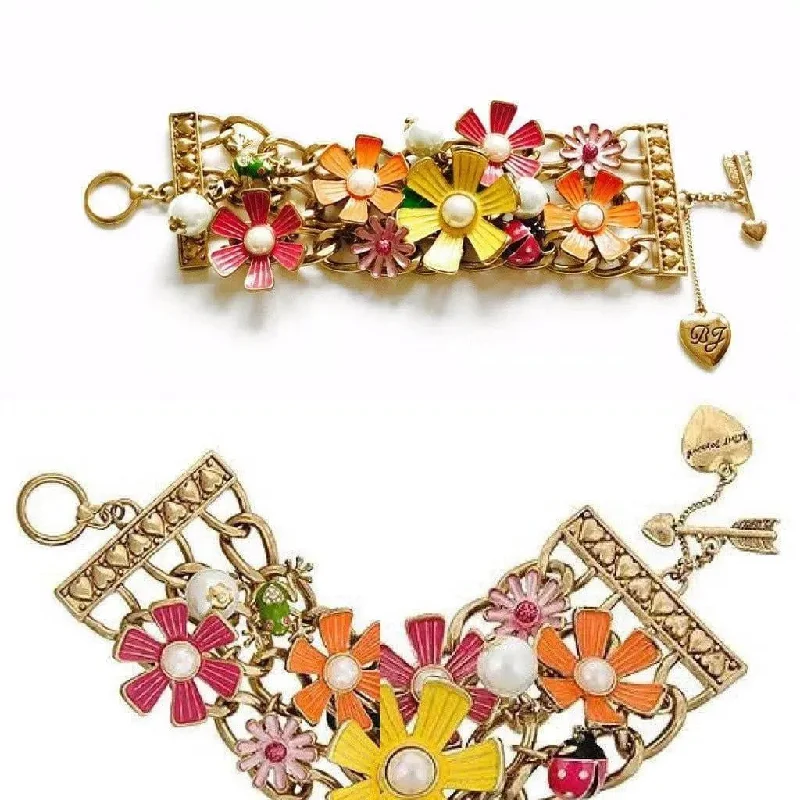 stylish gemstone chain bracelet-Betsey Johnson stylish multi strand bracelet