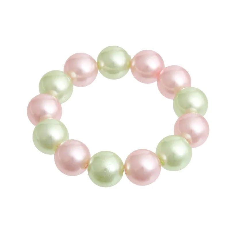 boho chic charm bracelet-Pink Green Acrylic Pearl Beaded Bracelet