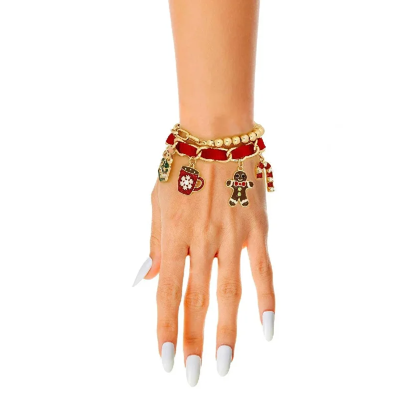 woven rope bracelet for women-Shop Festive Charms Bracelet Set and complete your holiday look