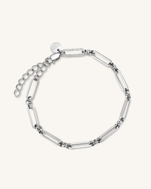 women's stackable silver bracelets-Chunky Bracelet Silver