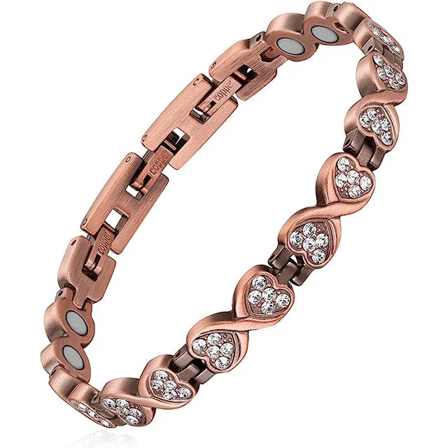 silver rope charm bracelet-Copper Magnetic Menopause Bracelets with Sparkling Zirconia for Women