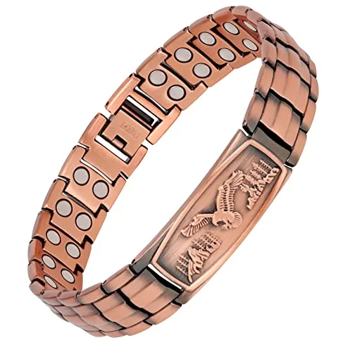 handmade gemstone bangle-Eagle Pattern Pure Copper Bracelet for Men