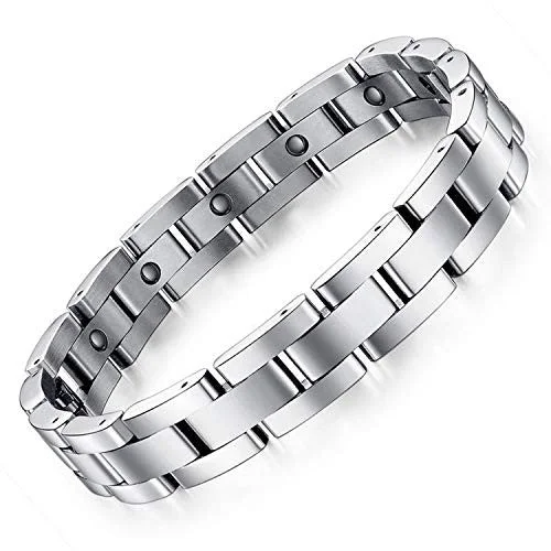 braided gemstone bracelet for men-Titanium Steel Magnetic Bracelets for Men