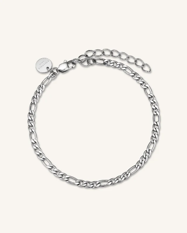 luxury gemstone charm bracelet-Figaro Bracelet Silver