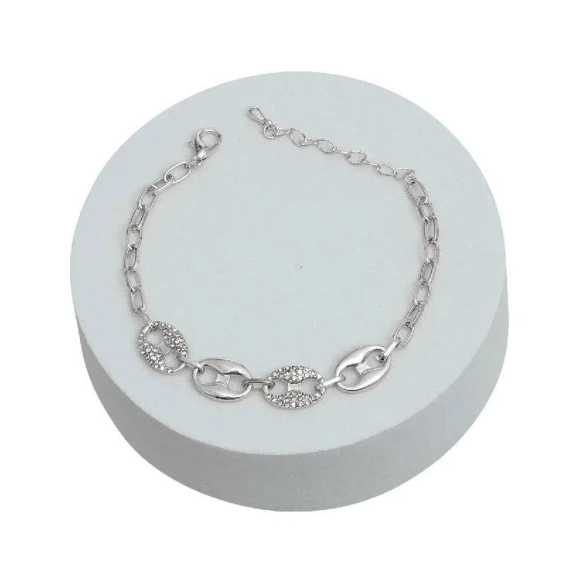 men's multi-layer leather bracelet-Get Your Hands on Trendy Matelot Chain Bracelet in Rhodium Plated