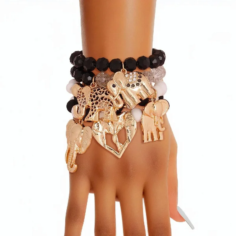 simple charm bracelet for teens-Stylish Monochromatic Beaded Bracelets with Charms - Shop Now!