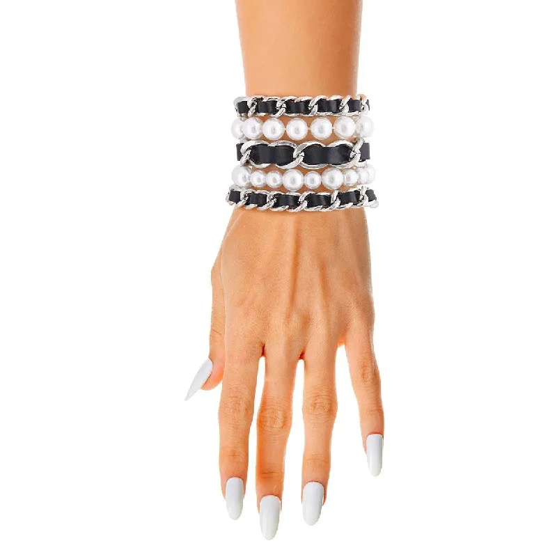 elegant silver rope bracelet-Get ready to rock your wrist with Monochromatic Bracelet Set