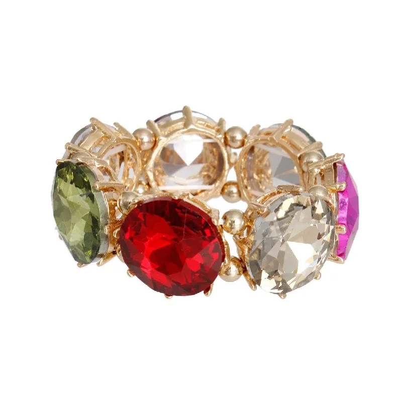 simple leather charm bracelet for women-Multicolor Round Crystal Bracelet - Gorgeous & Stylish Wristwear