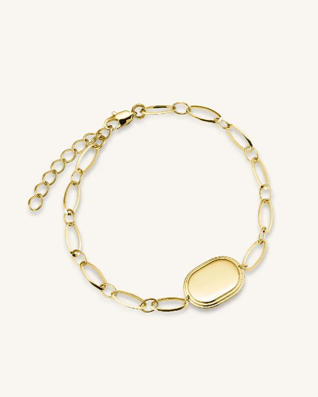 stylish gold charm bracelet for men-Oval Bracelet