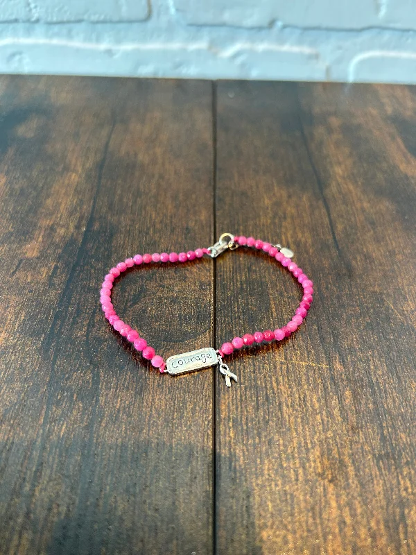 simple leather cuff bracelet-Pink Bracelet Beaded Silpada