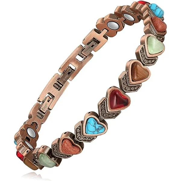 simple stretchable beaded bracelet-Pure Copper Lymph Detox Magnetic Therapy Bracelets for Carpal Tunnel and Relief Pain