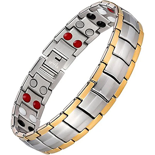 silver bangle with birthstones-Germanium Infrared negative ion 4 Elements magnetic bracelet