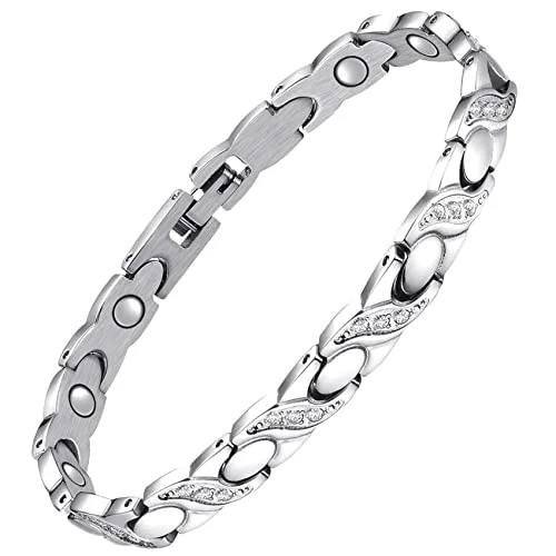 women’s leather and stone bracelet-Sparkling Crystals Magnetic Bracelets for Women