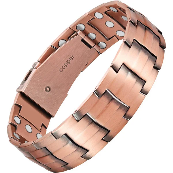 women's stackable silver bracelets-Strength Magnets Copper Magnetic Bracelets Magnetic Wristband Brazaletes For Men