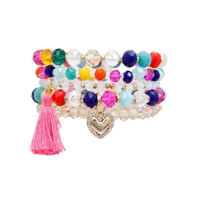 luxury silver charm bracelet-Add a Pop of Color to Your Outfit with Beaded Stretch Bracelets