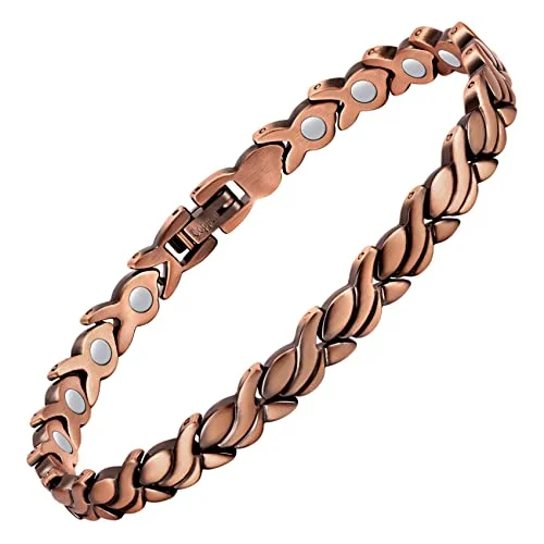 silver chain bracelet with charm pendants-Unique X Shape Copper Bracelet for Women