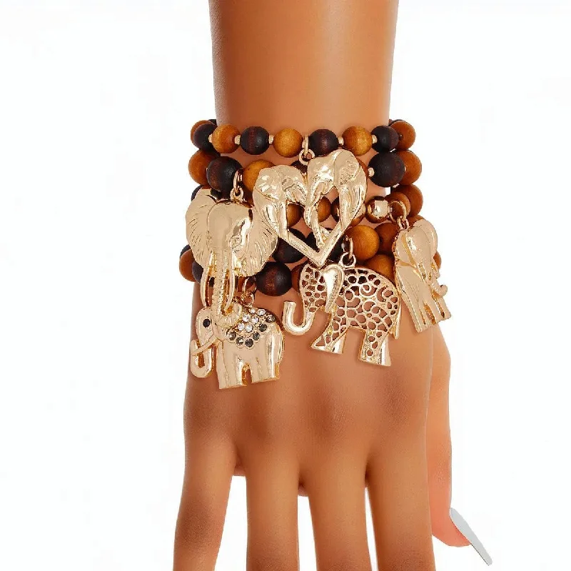 men's leather bracelet with metal plate-Charm up your style with Wooden Beaded Bracelets for Women - Shop Now