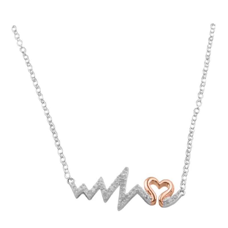 dainty moon pendant necklace-1/10 CTW Diamond Heart 18-inch Pendant in Sterling Silver