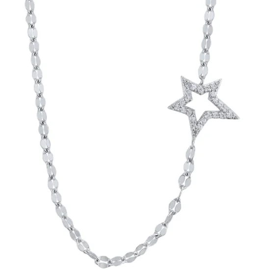 moon and star charm necklace-1/10 CTW Diamond Star Pendant in Sterling Silver