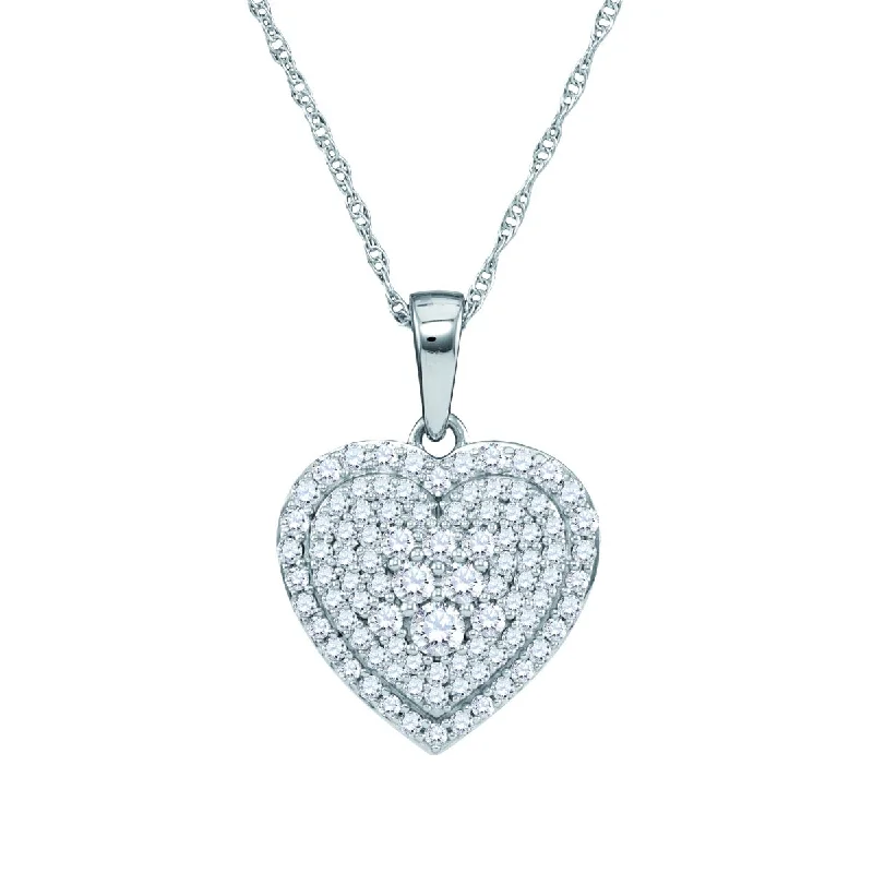 custom birthstone crystal necklace-1/2 CTW Diamond Heart 18-inch Pendant in 10KT White Gold