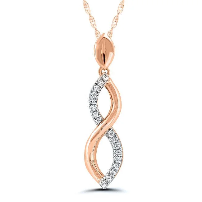 silver moon and stars necklace-1/20 CTW Diamond 18-inch Pendant in 10KT Rose Gold