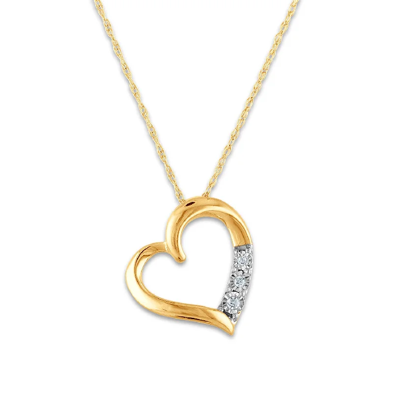 gold nameplate pendant necklace-1/30 CTW Diamond Heart 18-inch Pendant in 10KT Yellow Gold