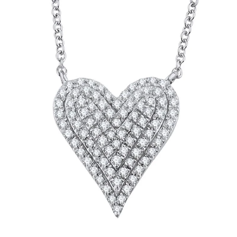 celestial gold pendant necklace-1/4 CTW Diamond Heart 18-inch Pendant in 10KT White Gold