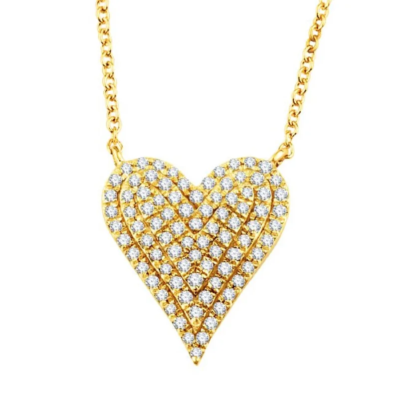 custom silver name necklace-1/4 CTW Diamond Heart 18-inch Pendant in 10KT Yellow Gold