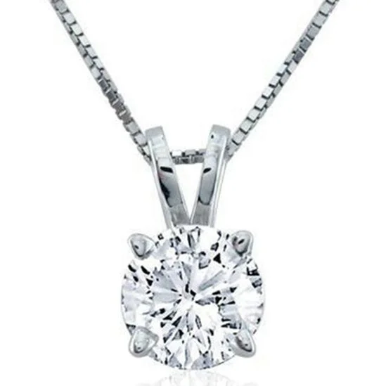 customized birthstone bar necklace-1/4 CTW Diamond Solitaire 18-inch Pendant in 14KT White Gold