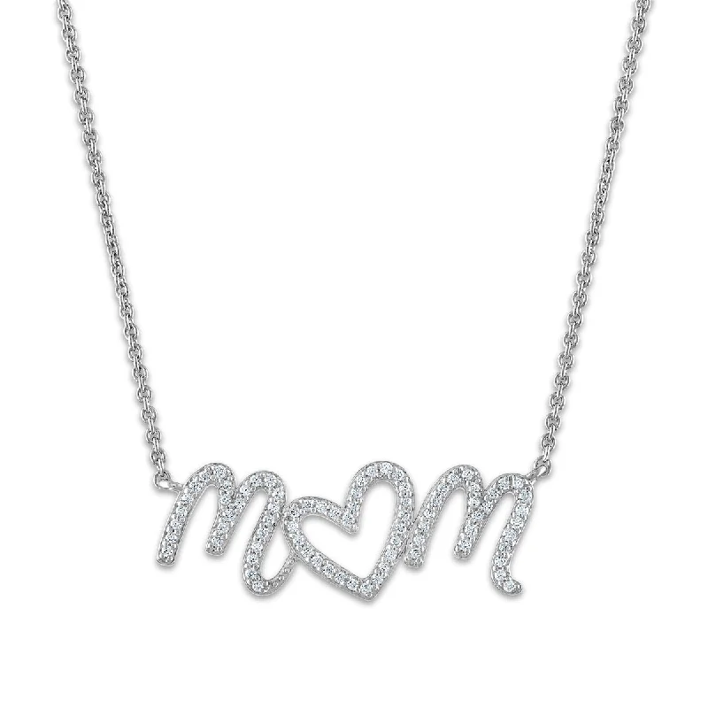 gold triangle pendant necklace-1/5 CTW Diamond 18-inch Mom Pendant in Sterling Silver