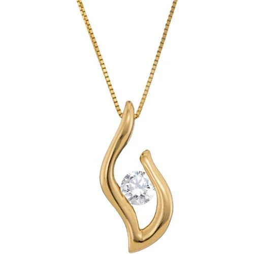 men’s gold chain necklace-1/5 CTW Diamond Solitaire Passion 18-inch Pendant in 10KT Yellow Gold