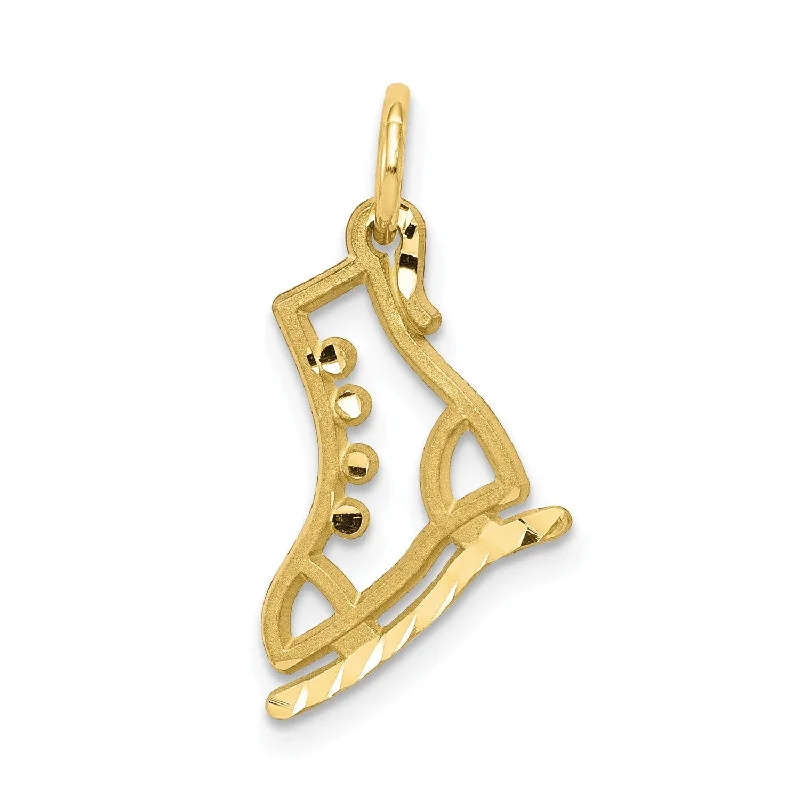 engraved diamond pendant necklace-10KT Yellow Gold 20X11MM Diamond-cut Ice Skate Charm