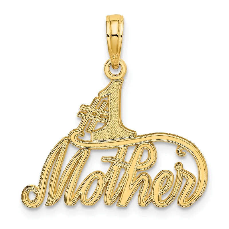 engraved name charm necklace for women-14k #1 Mother Charm