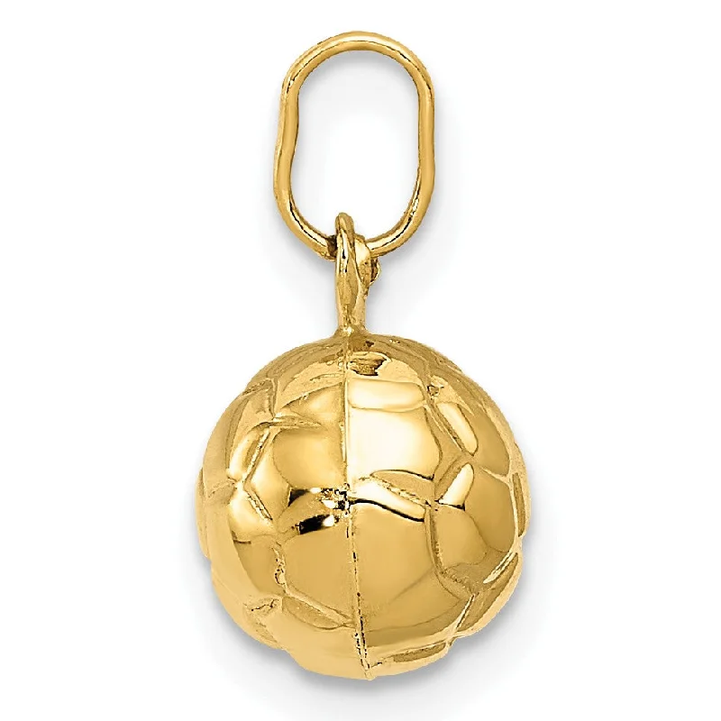 elegant long pendant necklace for women-14k 3-D Soccer Ball Charm