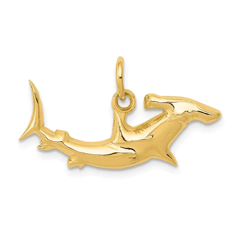 rose gold crystal pendant necklace-14k Hammerhead Shark Charm