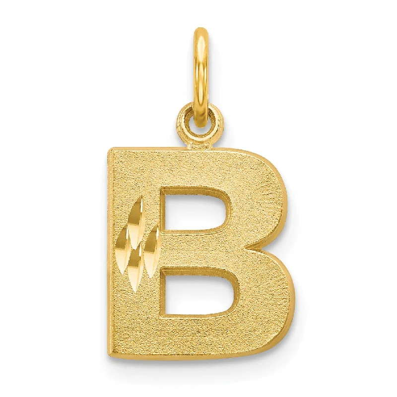 gold crystal heart pendant necklace-14k Initial B Charm