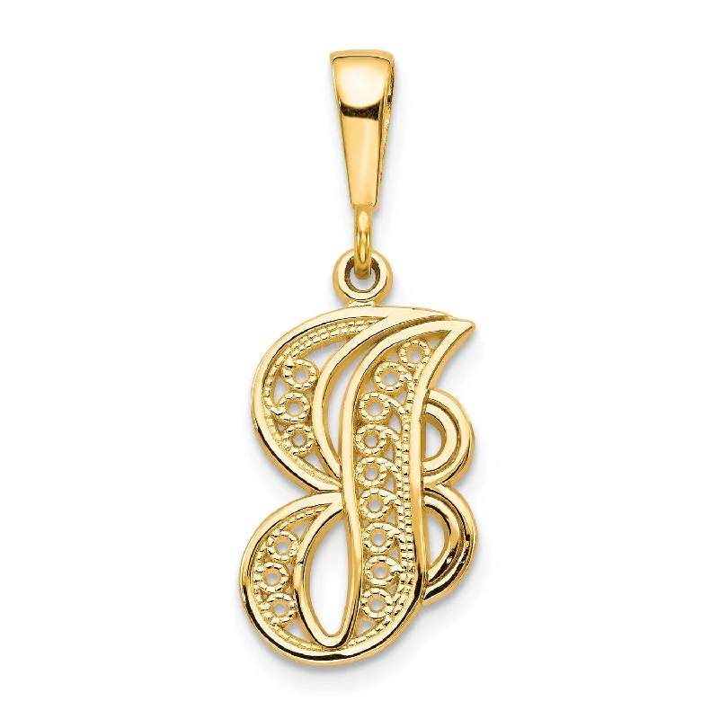 simple initial pendant necklace for men-14k Initial J Charm