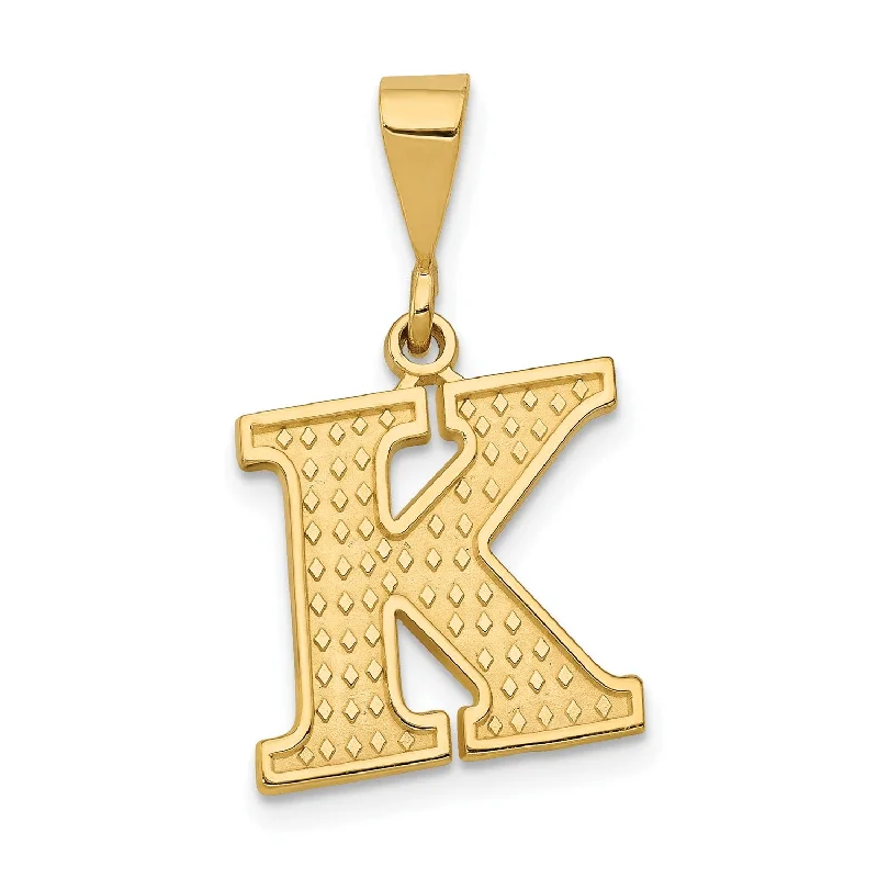 gold diamond pendant necklace-14k Initial K Charm