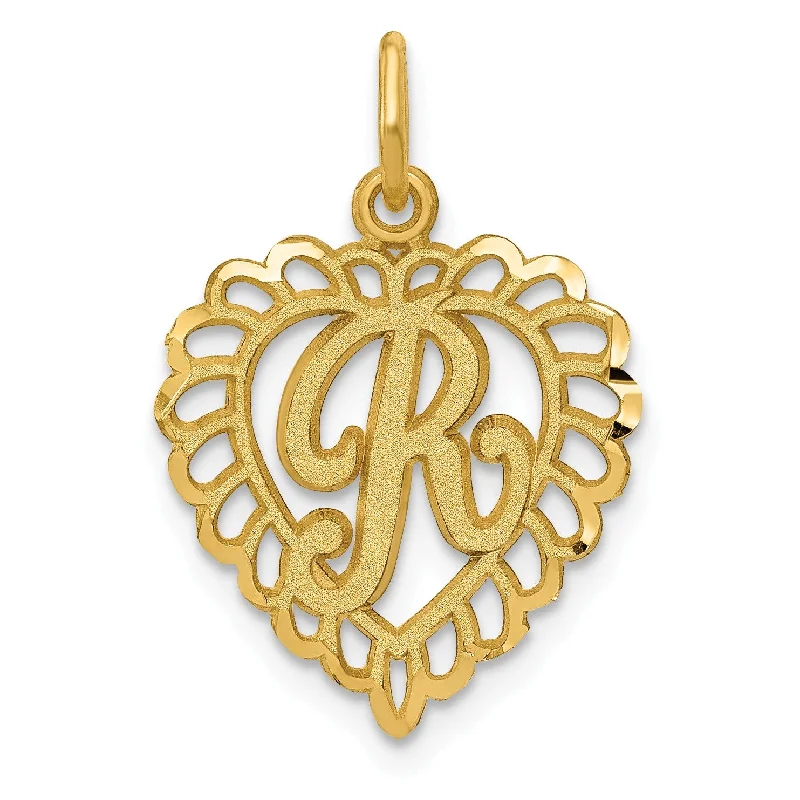 gold nameplate pendant necklace-14k Initial R Charm