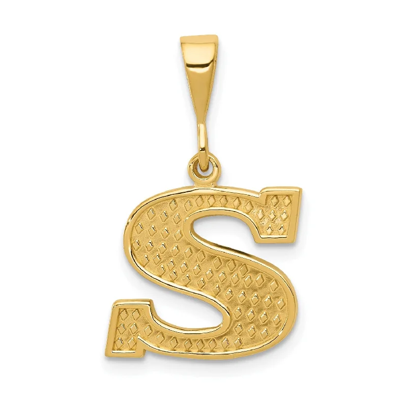 silver charm pendant necklace with initials-14k Initial S Charm