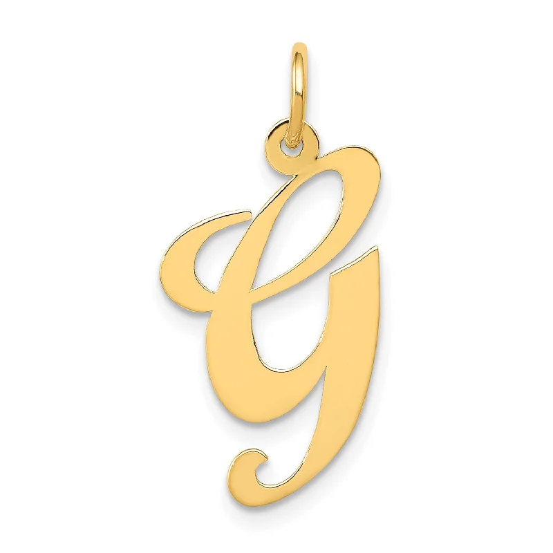 celestial moon necklace for women-14k Large Fancy Script Initial G Charm