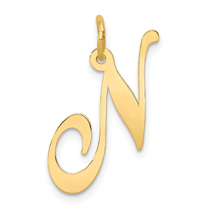 personalized name charm pendant-14k Large Fancy Script Initial N Charm