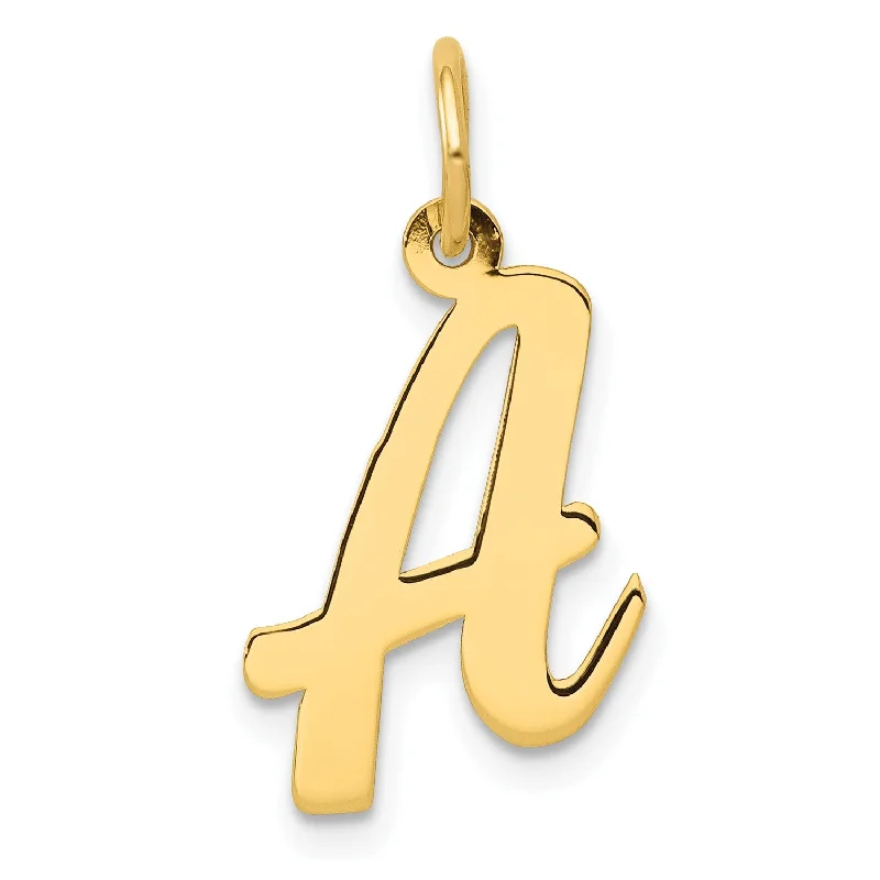 custom gold heart pendant necklace-14k Medium Script Initial A Charm