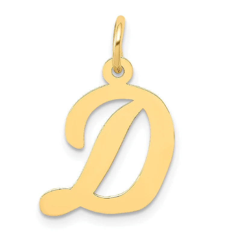 handmade bar necklace with name-14k Medium Script Initial D Charm