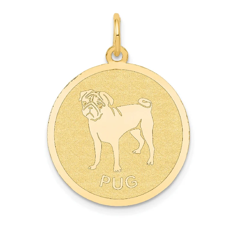 women’s delicate crystal necklace-14k Pug Disc Charm