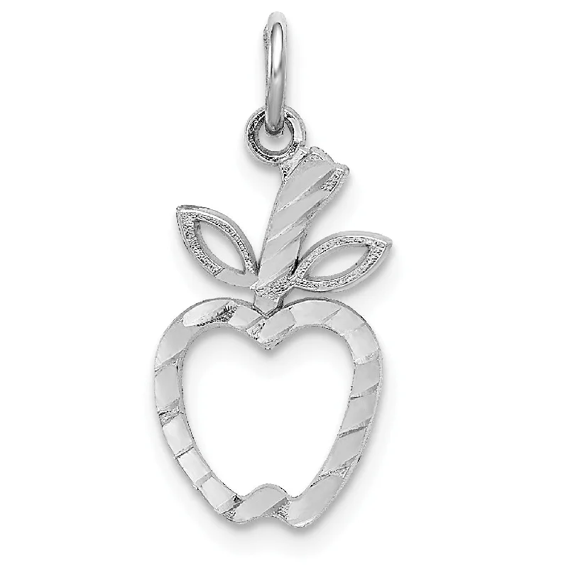 handmade silver pendant for men-14k White Gold Diamond-cut Apple Charm