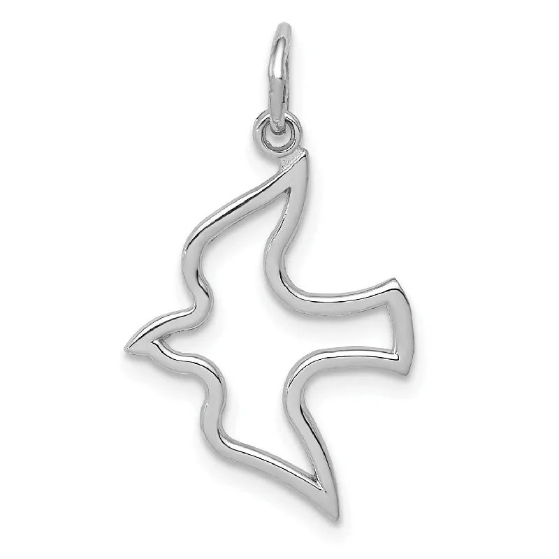 custom family birthstone necklace for mom-14k White Gold Dove Charm