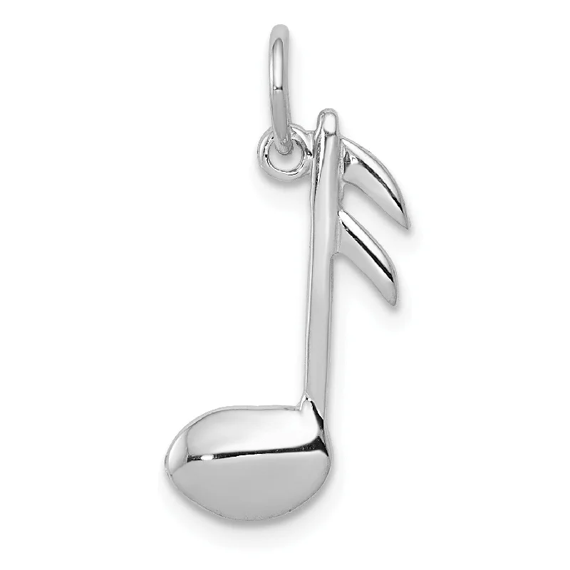 dainty pendant necklace for friends-14k White Gold Polished Flat-Backed Musical Note Charm